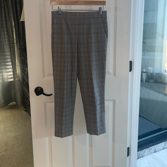 Aritzia Babaton Conan Pants Cropped GlenCheck Plaid High Rise Pull On Stretch 4 - Picture 3 of 11